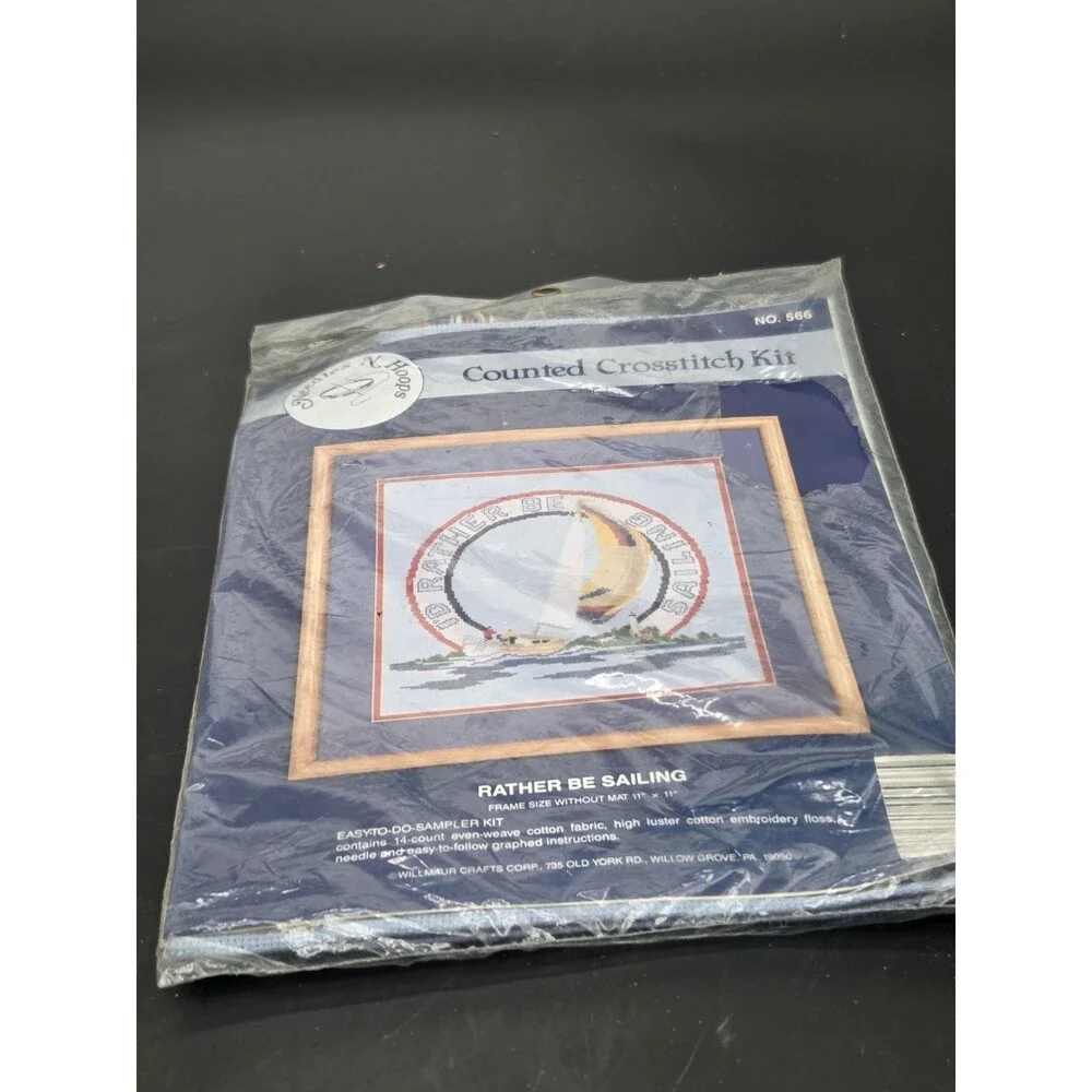 Needle N Hoops Counted Crossstitch Kit I’d Rather Be Sailing Nautical Boating